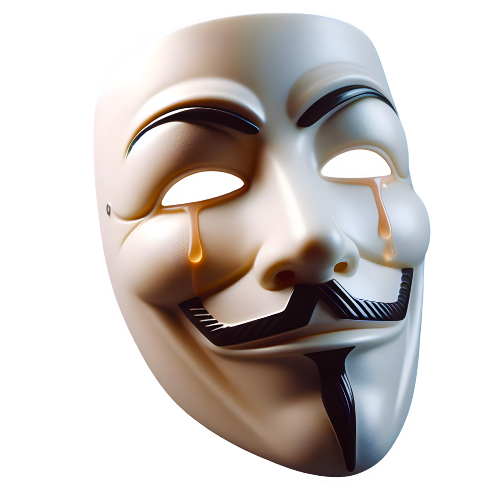 AI generated Anonymous mask isolated on transparent background png