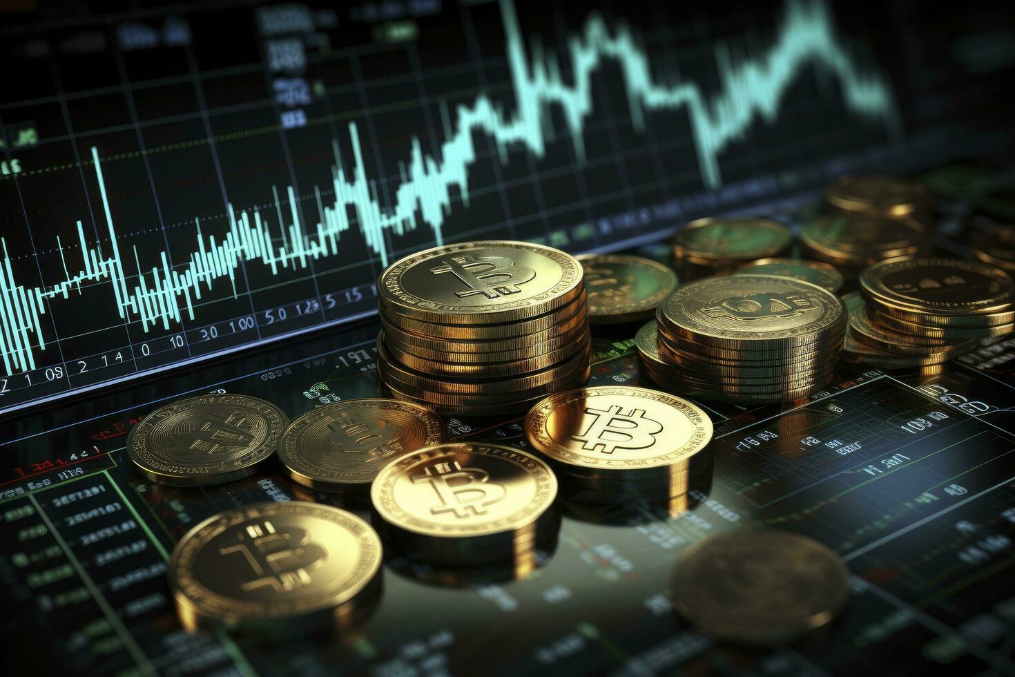 AI generated Digitally Generated Currency and Exchange Stock Chart for Finance and Economy Based Computer Software and Coding Display. AI Generated photo