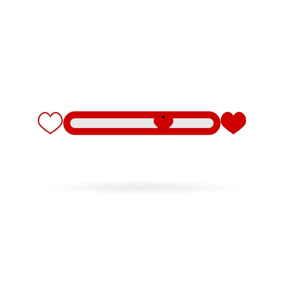 Bar love indicator meter isolated on white. Vector indicator bar with heart red, love rating illustration