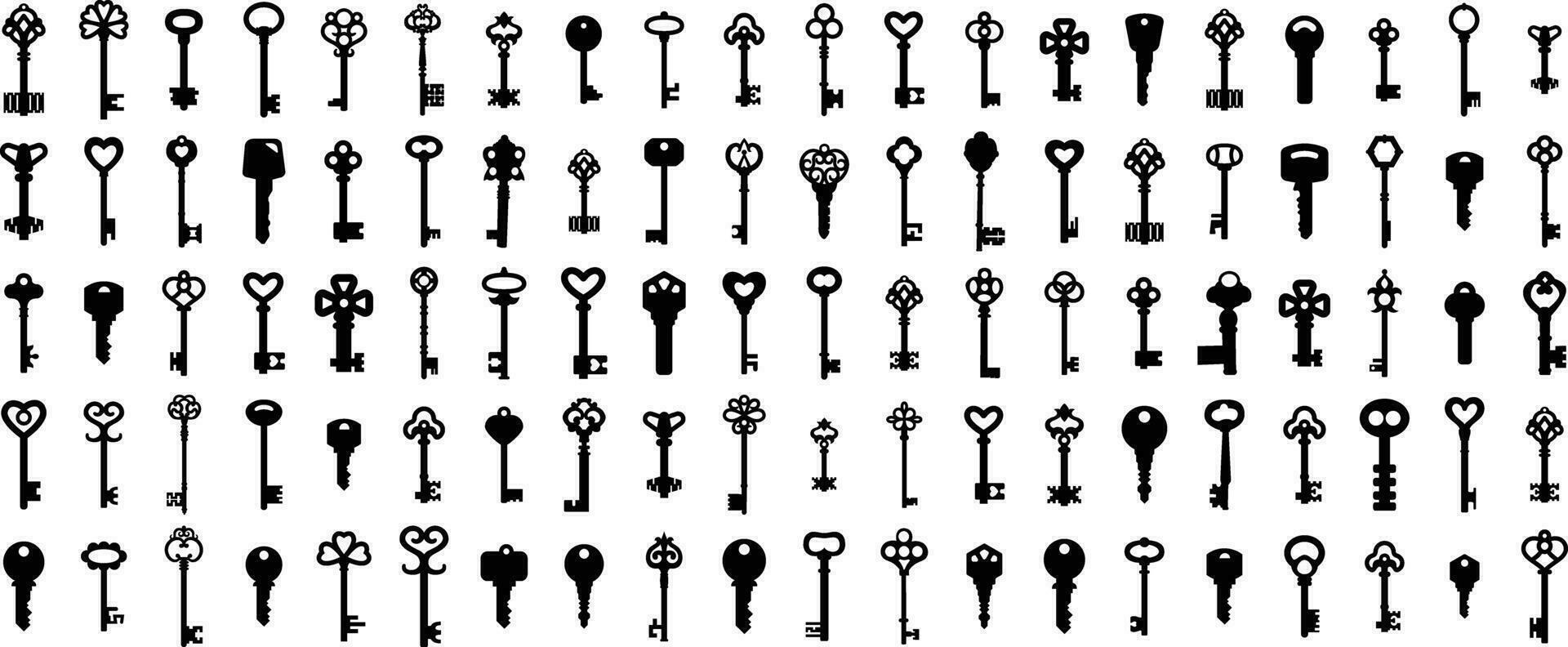 Keys icons vector silhouettes