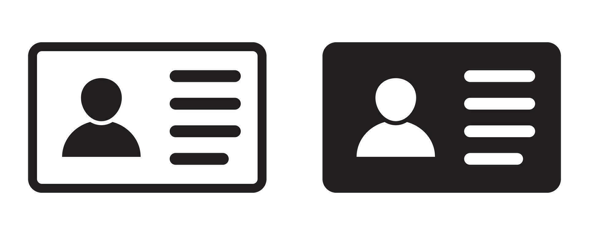 ID Card icon. Employee clerk card, driver license, Identification card, staff identification card symbol. Design for website and mobile app. vector