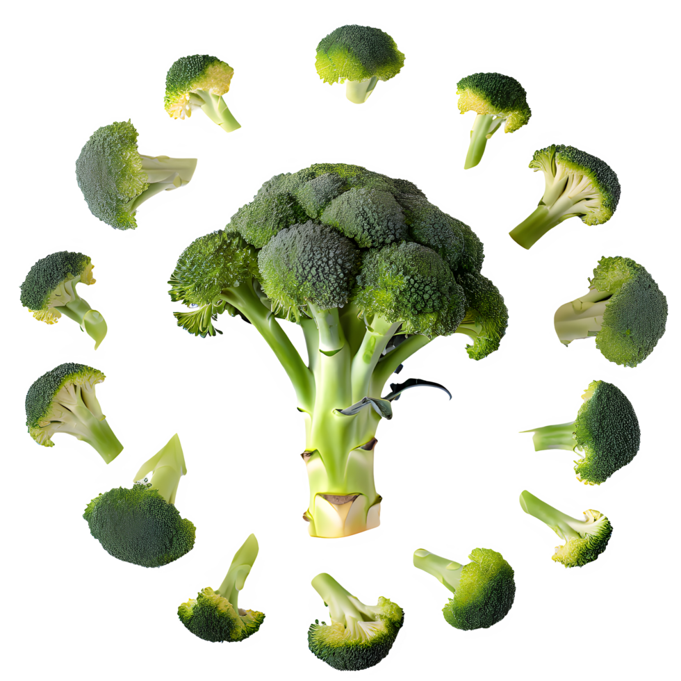 ai gegenereerd broccoli gesneden geïsoleerd Aan transparant achtergrond png