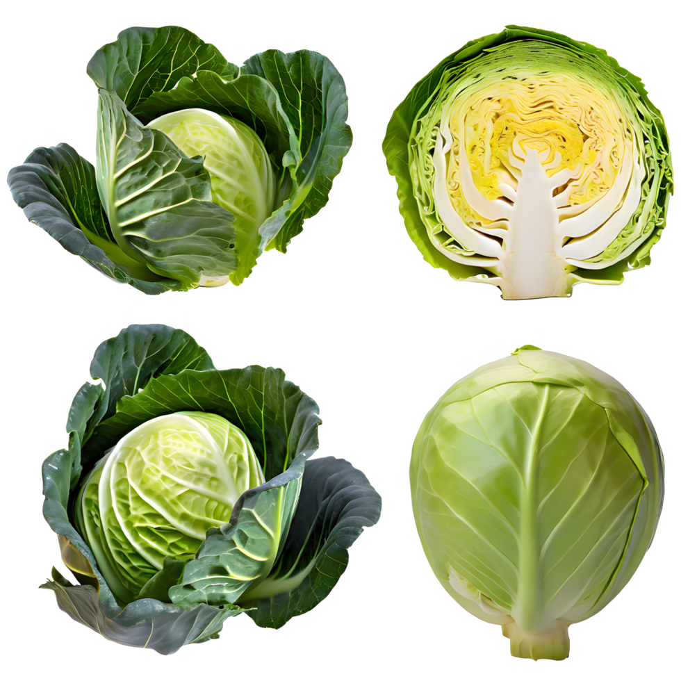 AI generated Fresh cabbage sliced isolated on transparent background png