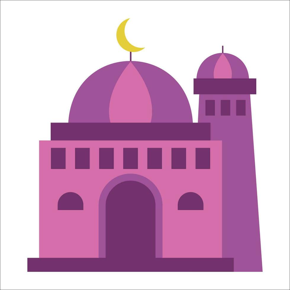 Great modern colorful arabic mosque. cartoon vector illustration of a mosque. Flat mosque vector set. Muslim building for islamic, ramadan, eid design.