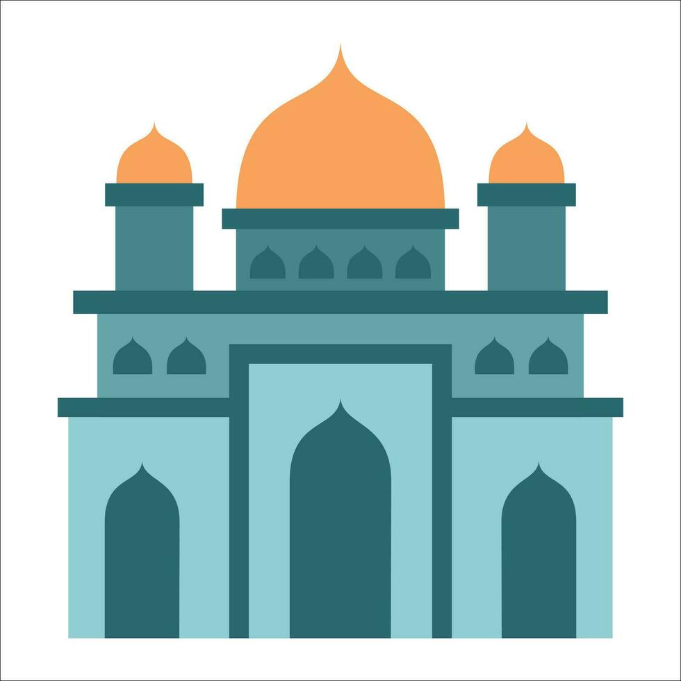 genial moderno vistoso Arábica mezquita. dibujos animados vector ilustración de un mezquita. plano mezquita vector colocar. musulmán edificio para islámico, ramadán, eid diseño.
