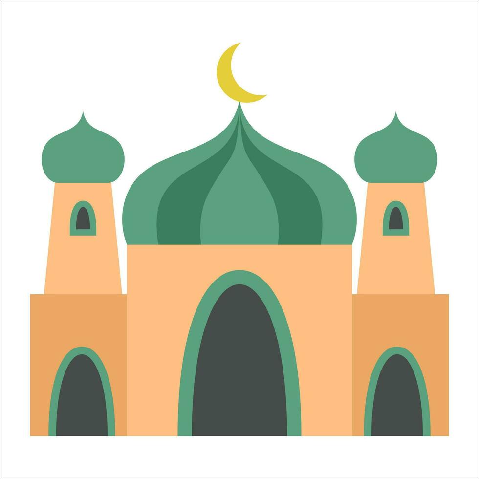 genial moderno vistoso Arábica mezquita. dibujos animados vector ilustración de un mezquita. plano mezquita vector colocar. musulmán edificio para islámico, ramadán, eid diseño.