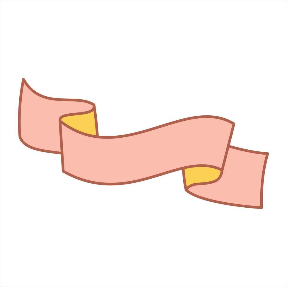 Banners ribbons vector editable line drawing. Modern simple ribbons and label collection. Decorative red ribbon banners isolated on white