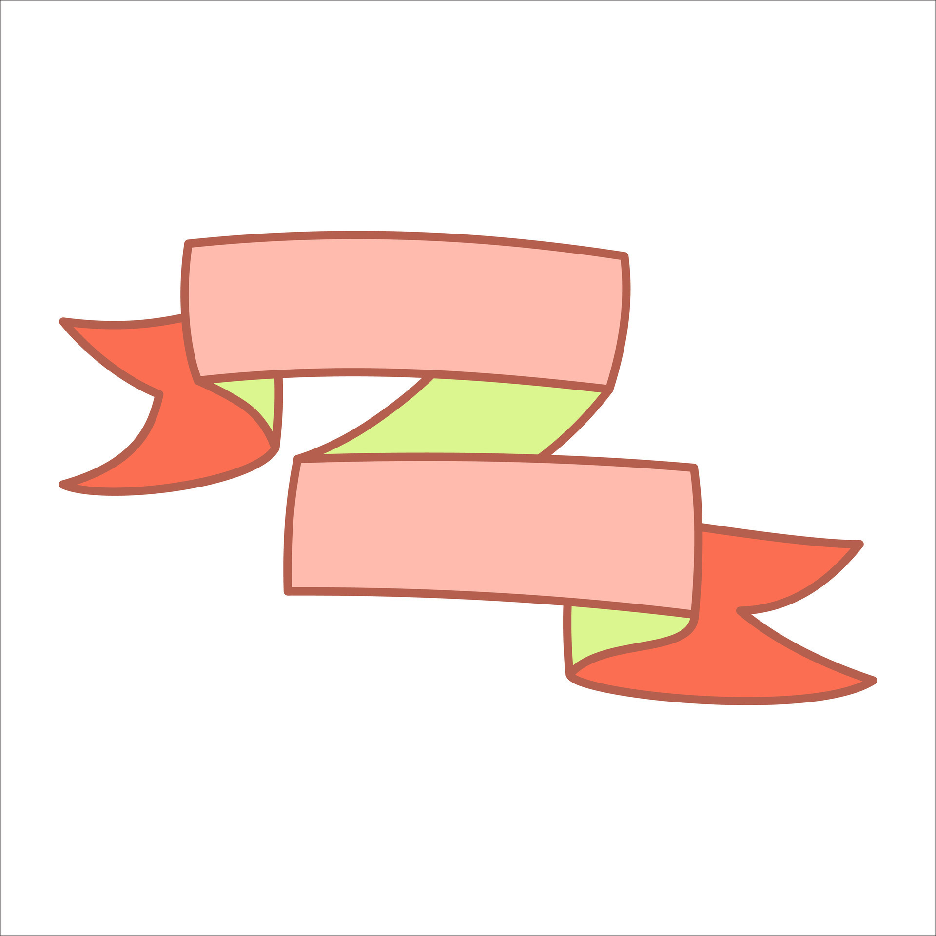 Banners ribbons vector editable line drawing. Modern simple ribbons and