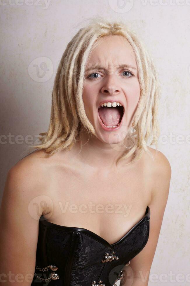 screaming young woman photo