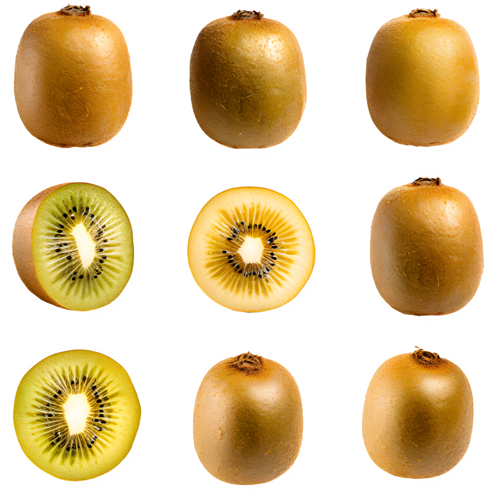 AI generated Fresh golden kiwi sliced isolated on transparent background png