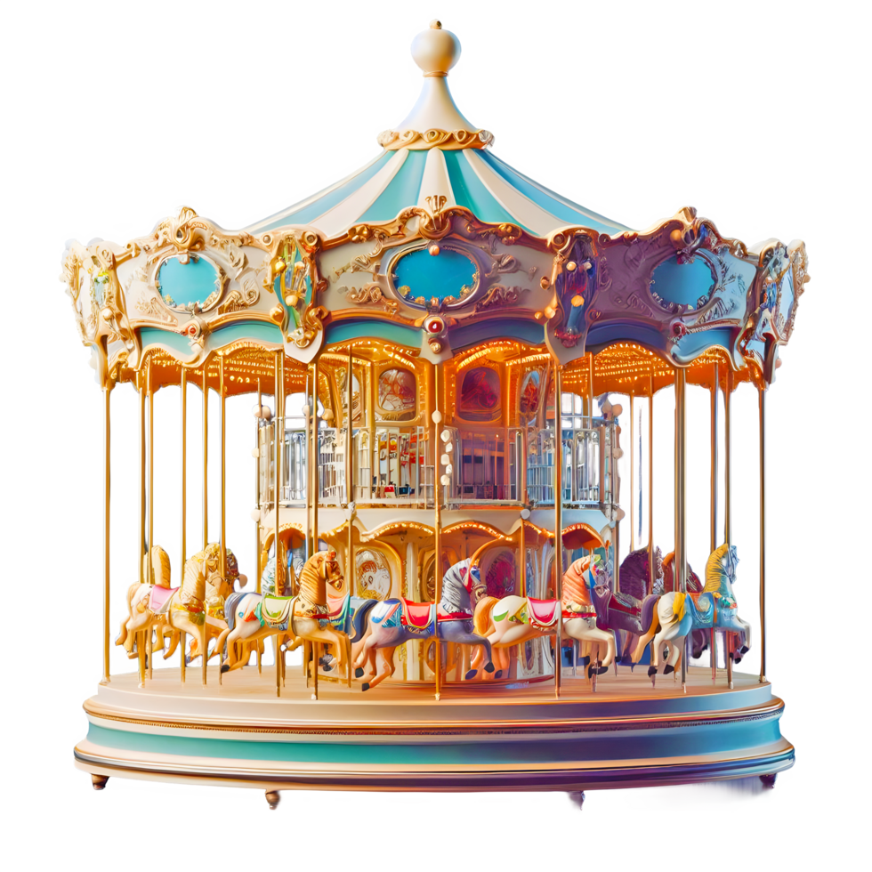 AI generated Vintage carousel isolated on transparent background png