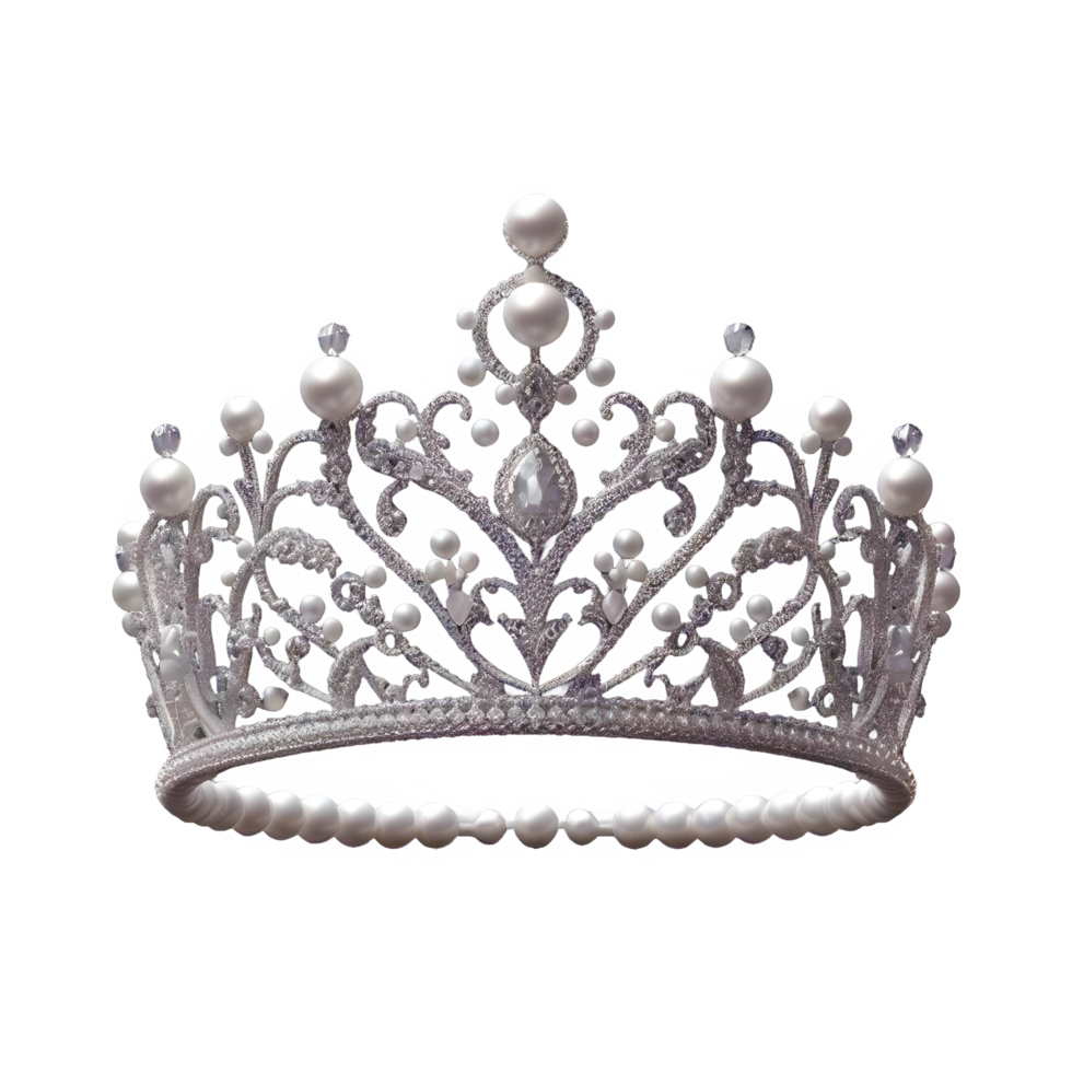 AI generated tiaras with pearls isolated on transparent background png