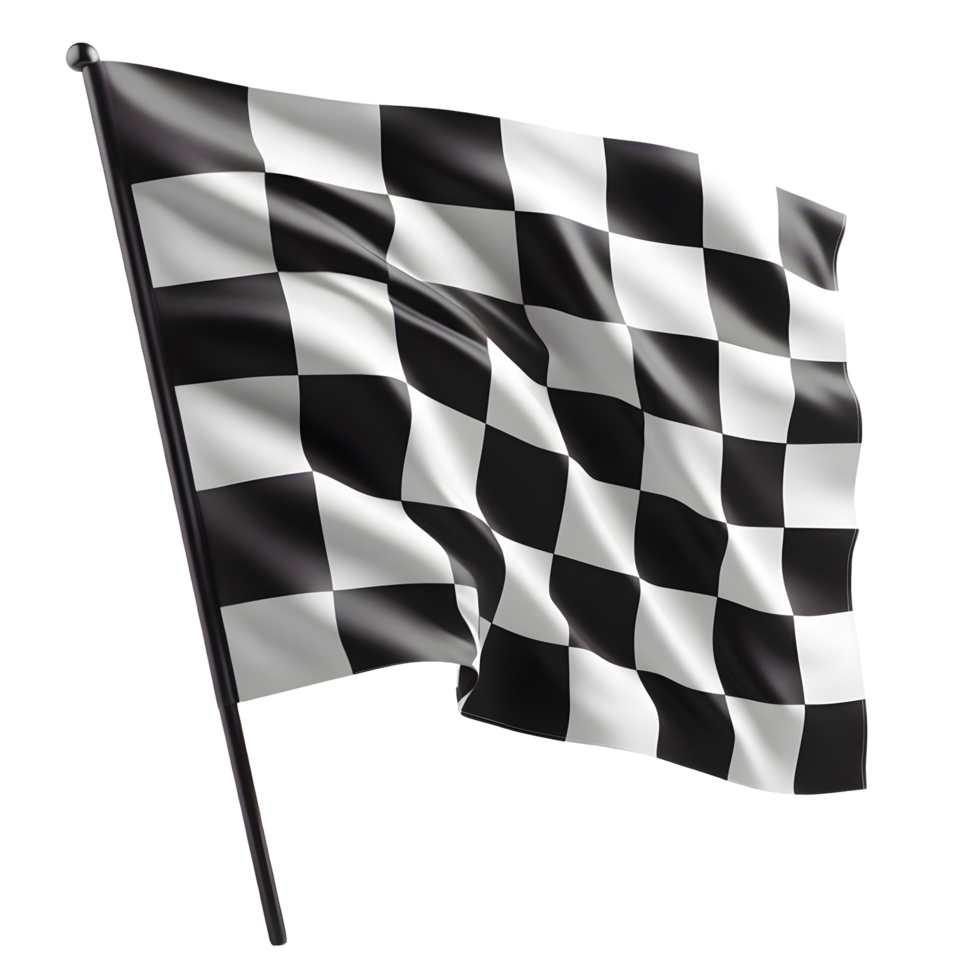 AI generated black and white checkered flag isolated on transparent background png