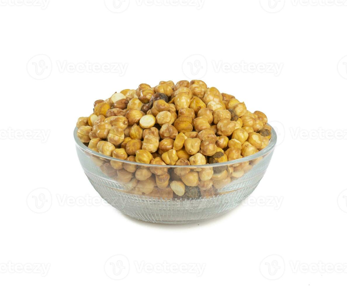 Roasted Chickpea or Dry Gram on White Background photo
