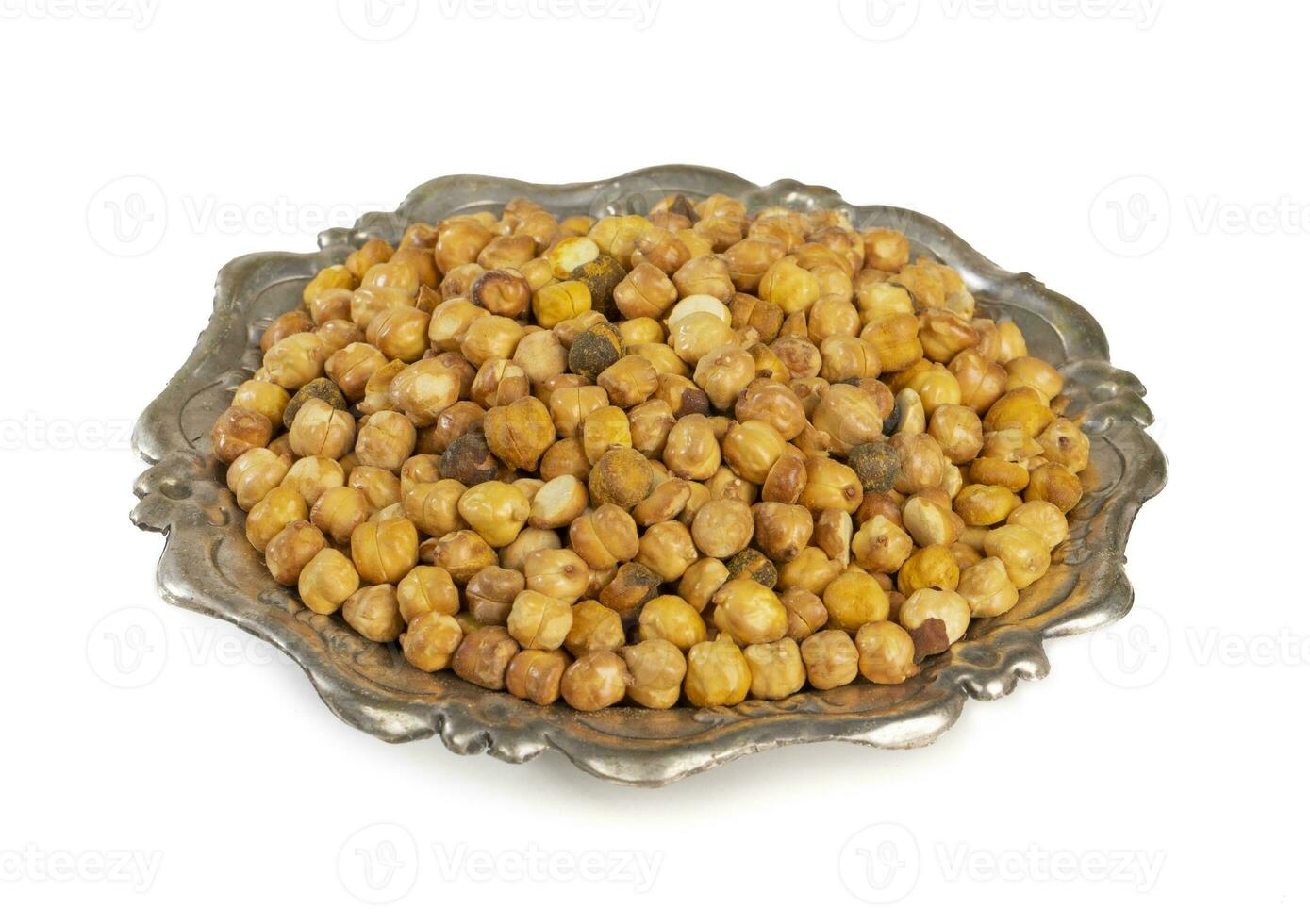 Roasted Chickpea or Dry Gram on White Background photo