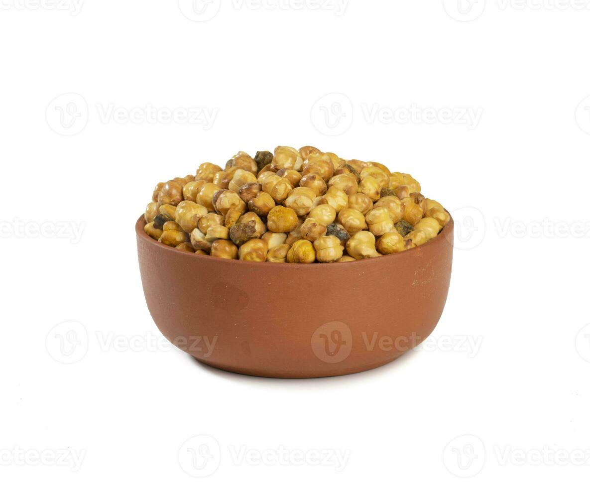 Roasted Chickpea or Dry Gram on White Background photo