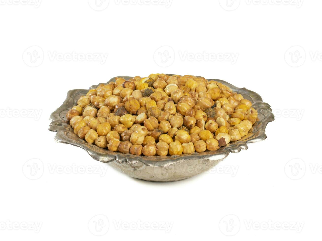 Roasted Chickpea or Dry Gram on White Background photo