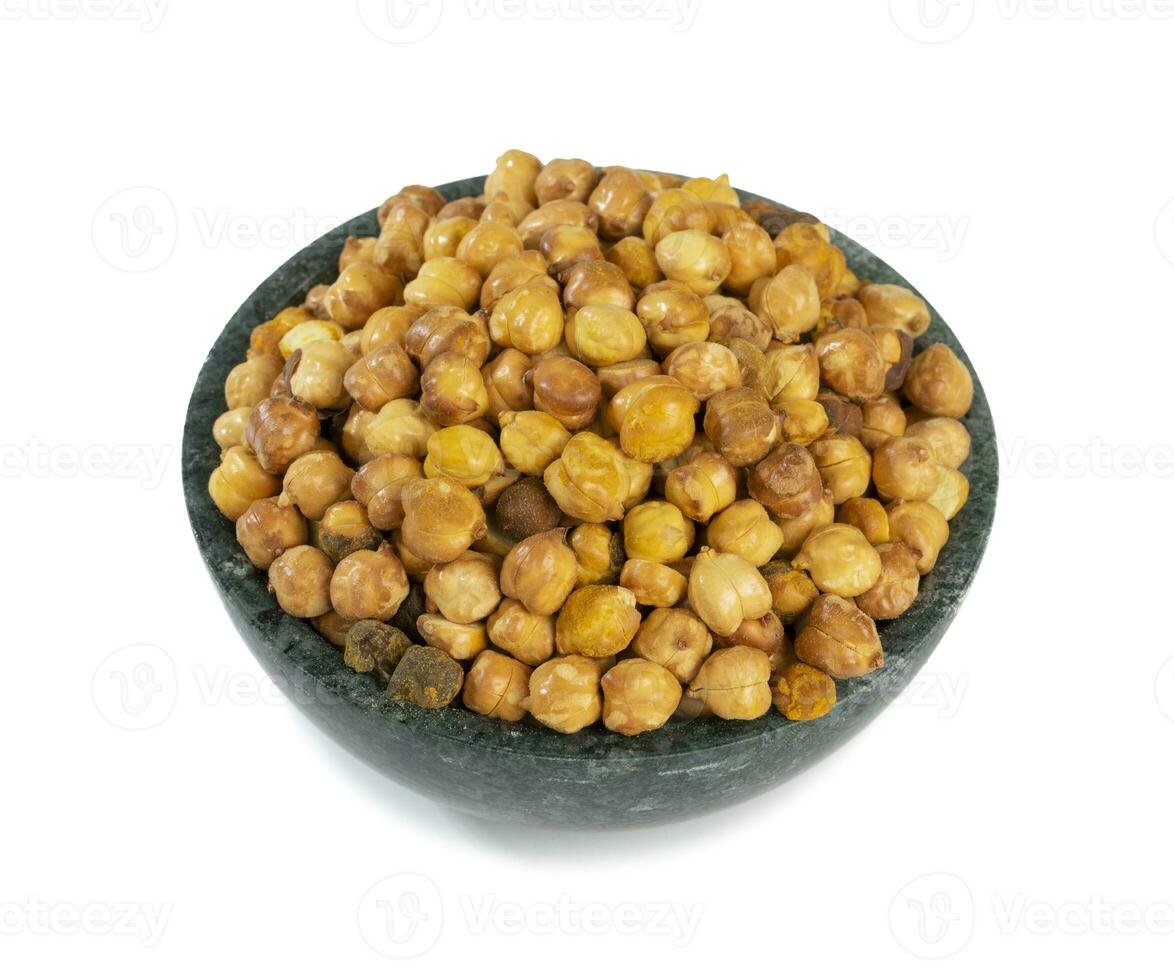 Roasted Chickpea or Dry Gram on White Background photo