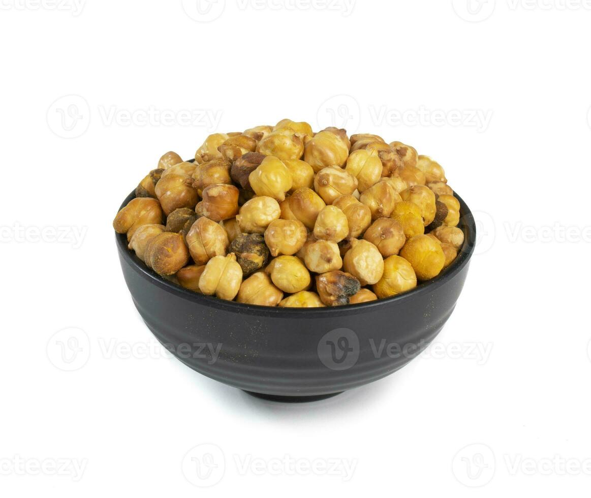 Roasted Chickpea or Dry Gram on White Background photo