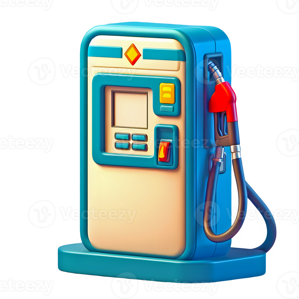 AI generated cartoon gas pump 3d isolated on transparent background png