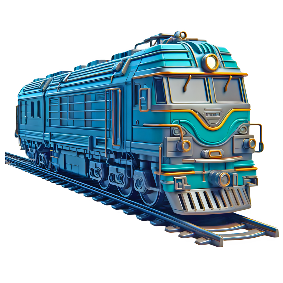 AI generated train 3d on transparent background png