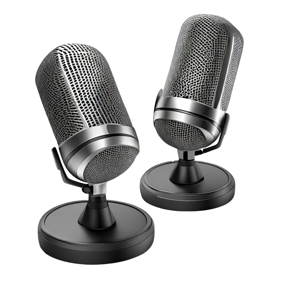 AI generated wireless dynamic microphones isolated on transparent background png