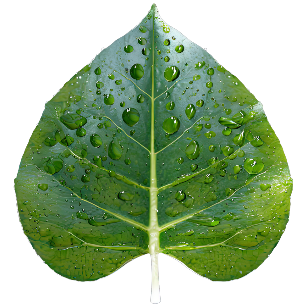 AI generated green leaf with water drops isolated on transparent background png