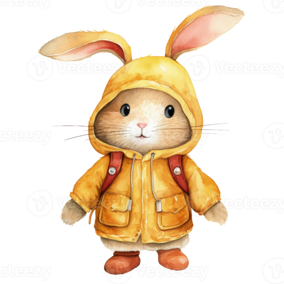 AI generated Watercolor Cute Rabbit Illustration - Adorable Baby Bunny in Bright Colors png
