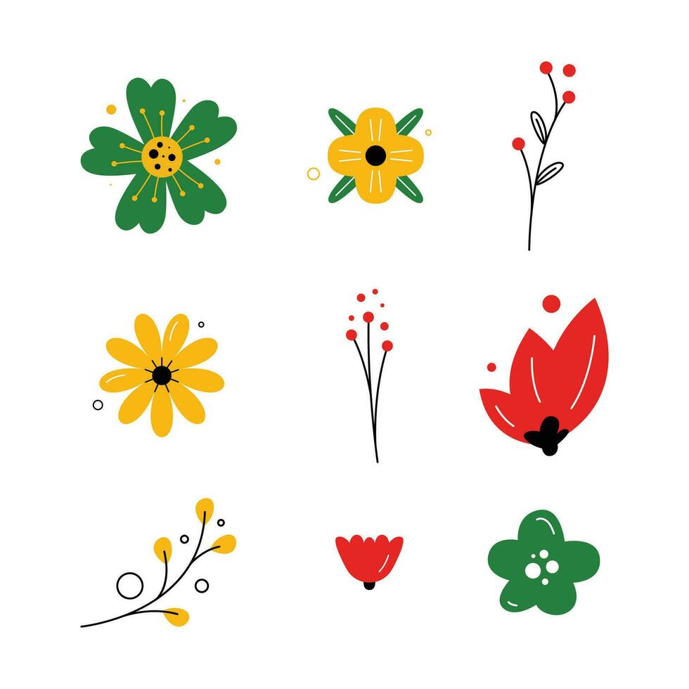 Kwanzaa Flower Element Collection set vector