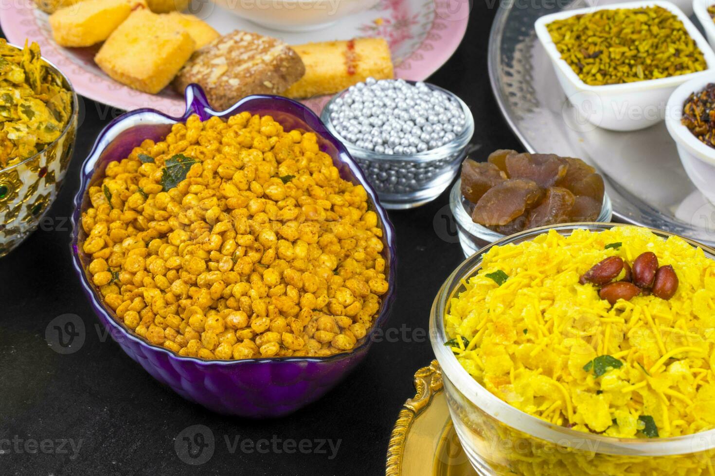 Indian Group of Diwali and Holi Celebration Food photo