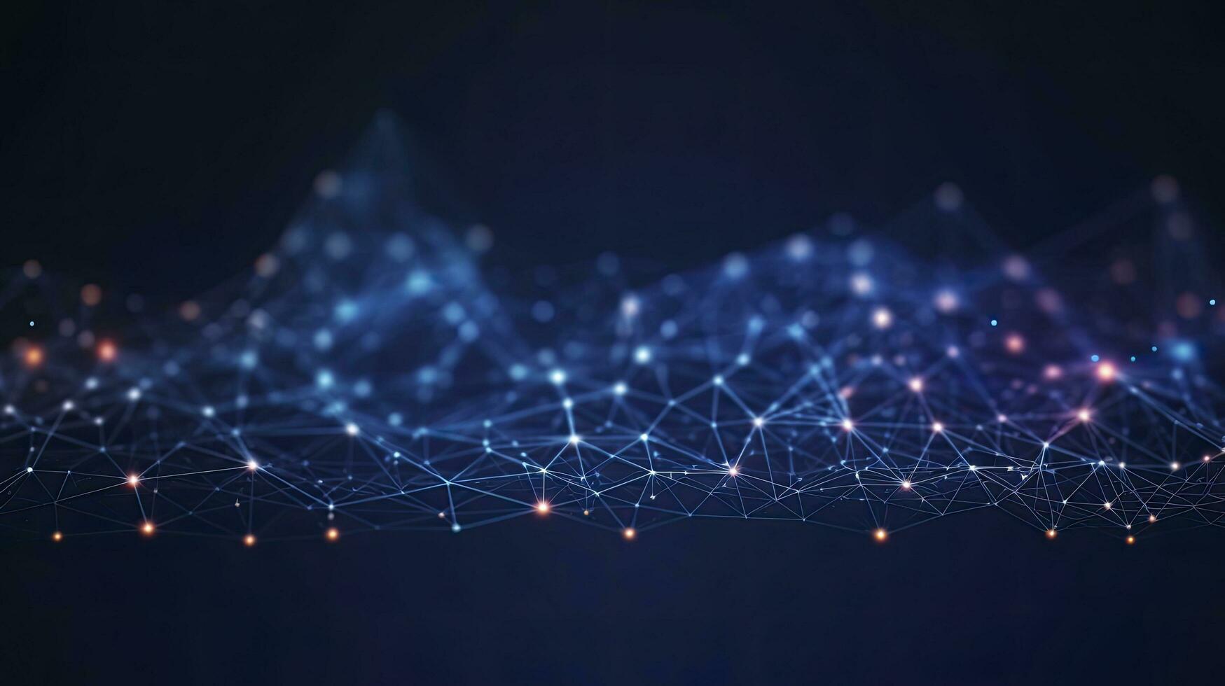 AI generated Abstract connected dots and lines. Motion of digital data flow. AI Generated photo