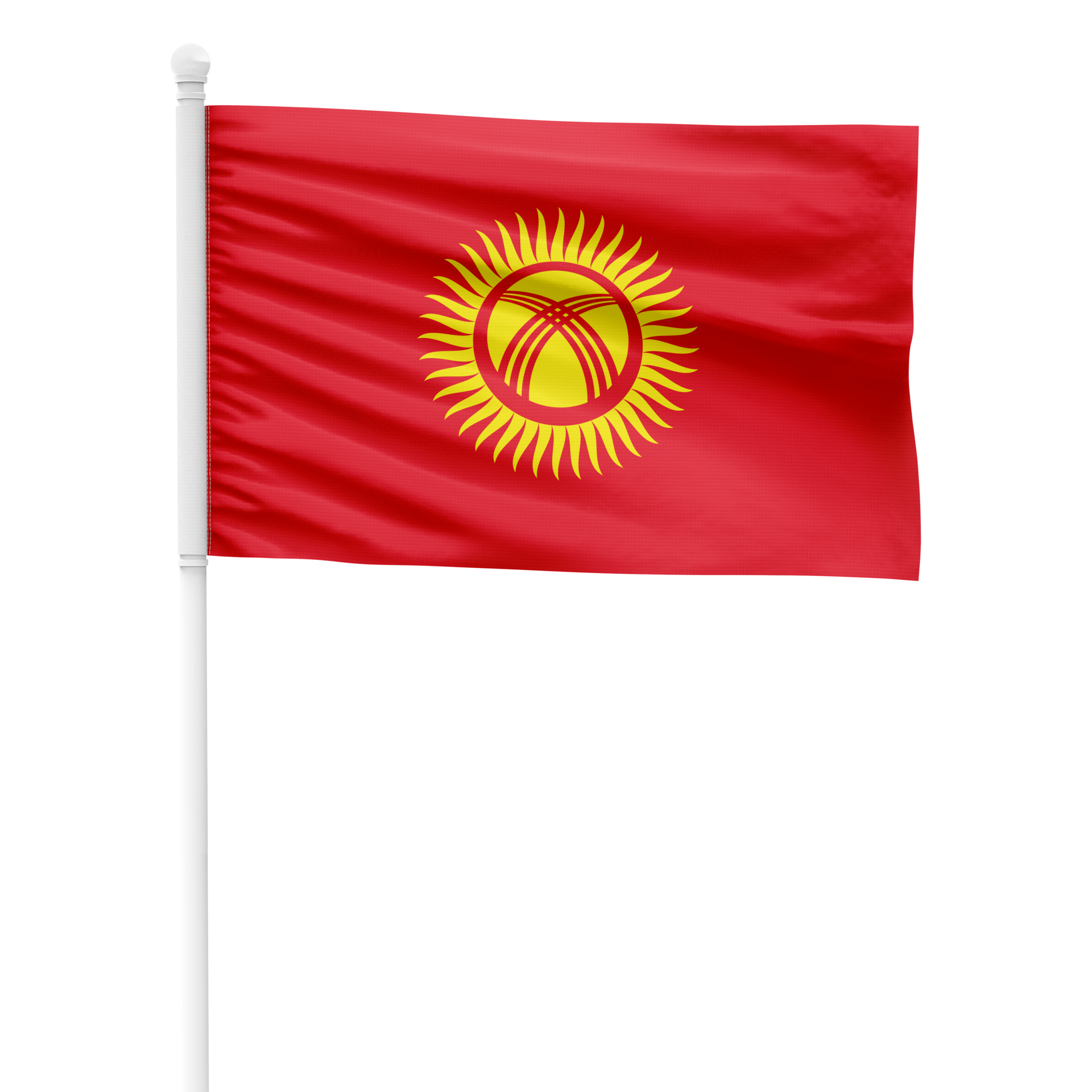 realistic-kyrgyzstan-flag-waving-on-a-white-metal-pole-with-transparent