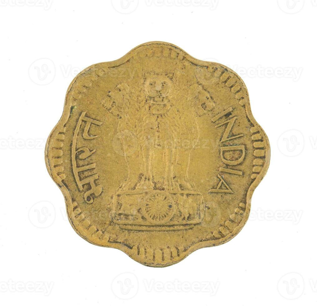 Indian old Coin or Indian Currency on White Background photo