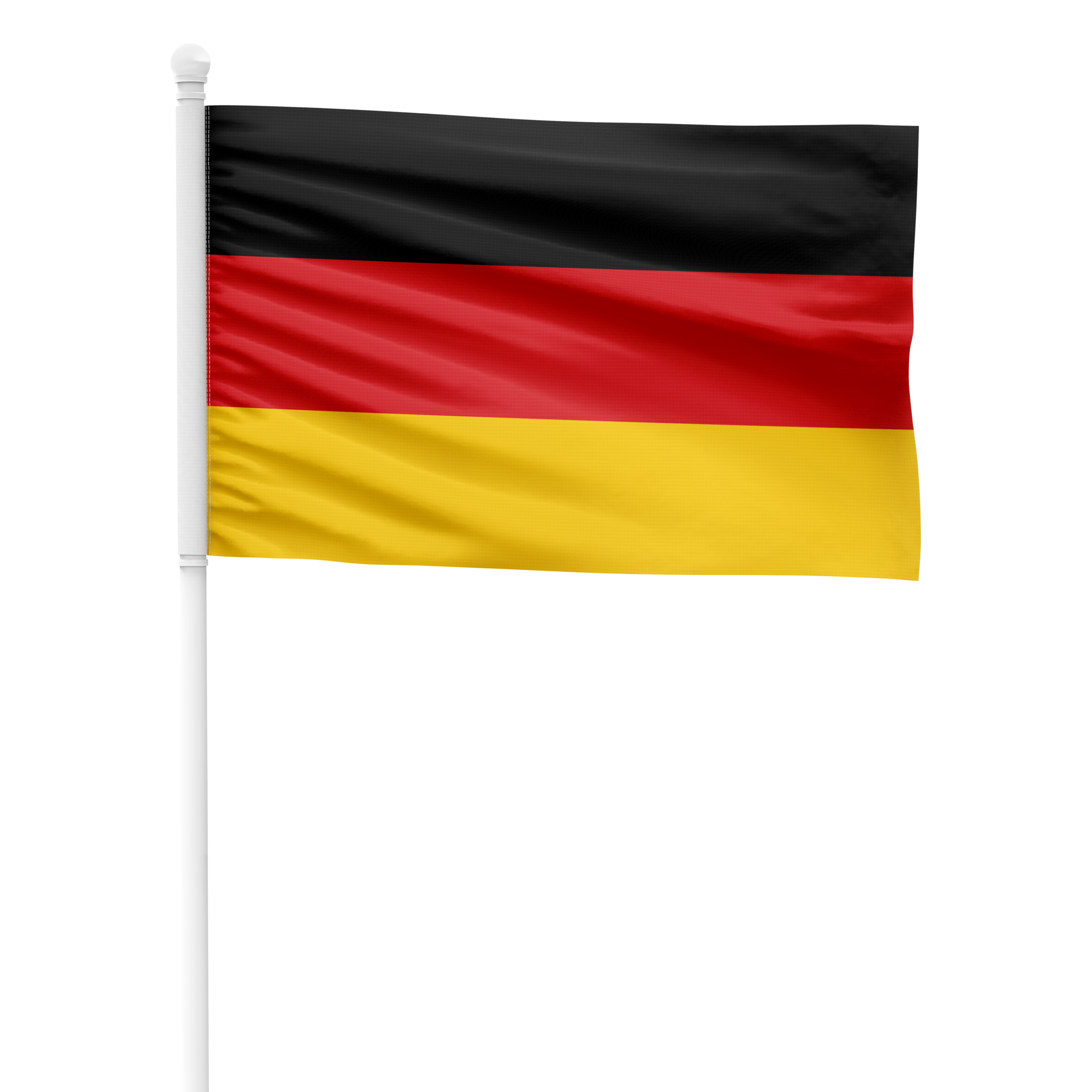 Realistic Rendering of the Germany Flag Waving on a White Metal Pole ...