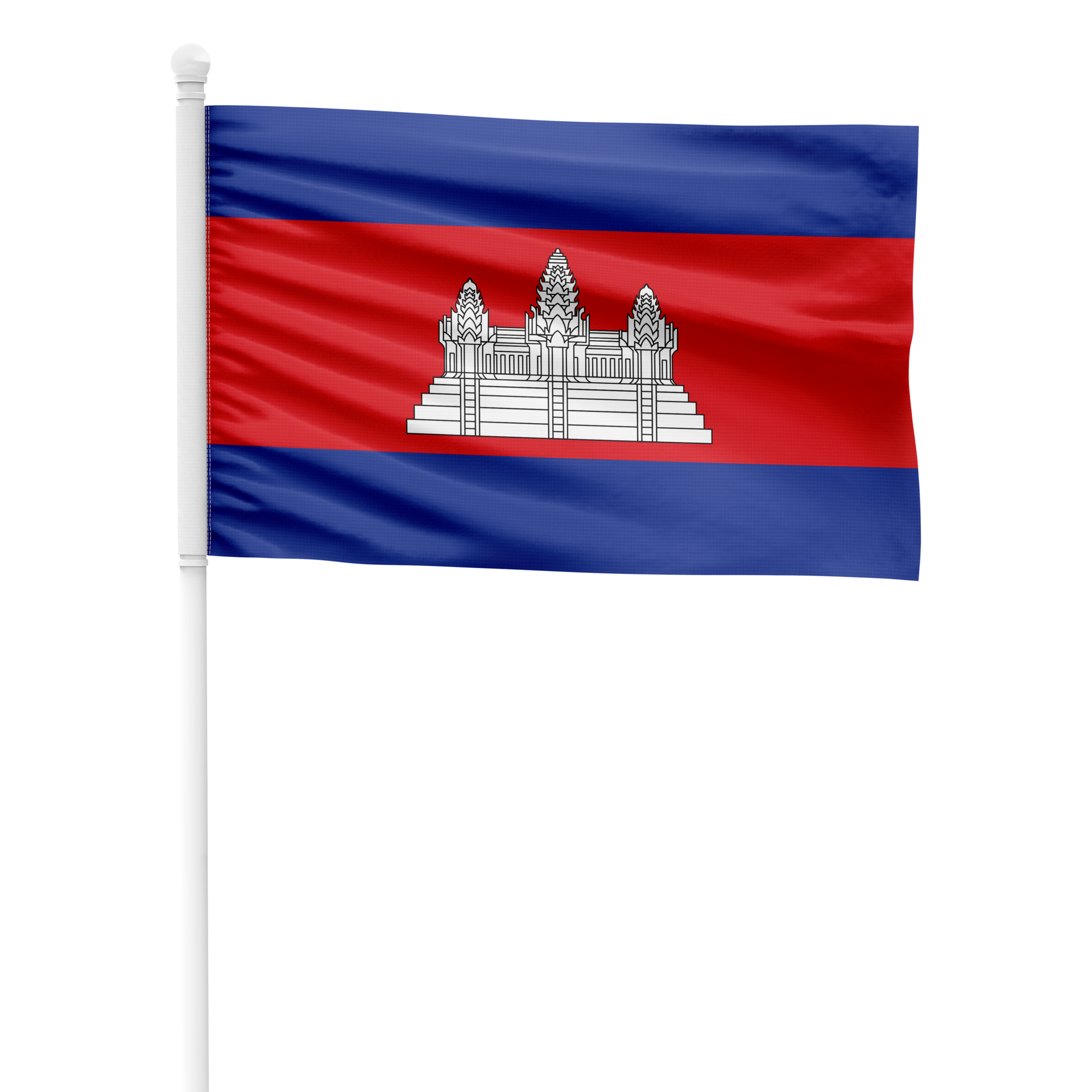 Realistic Rendering Of The Cambodia Flag Waving On A White Metal Pole Realistic Rendering Of The Cambodia Flag Waving On A White Metal Pole With Transparent Background Png