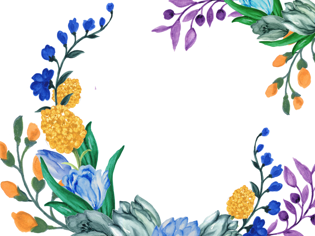 Tulip garden spring summer greetings card border banner frame png