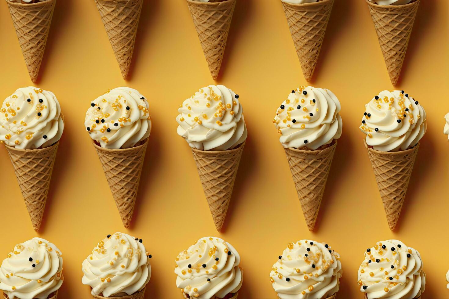 AI generated Incorporate a variety of waffle cones with different ice cream flavors. AI Generated photo