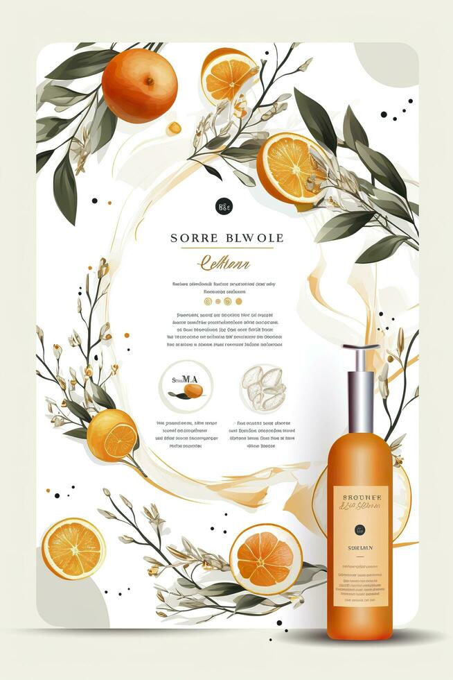 AI generated Beautiful flyer to present a store that sells products, body care, soap, cream, oil. Generative AI photo