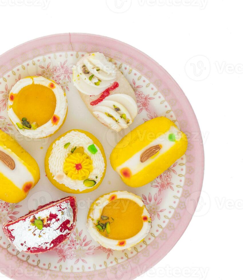 Indian Traditional Bengali Sweet Food on White Background photo