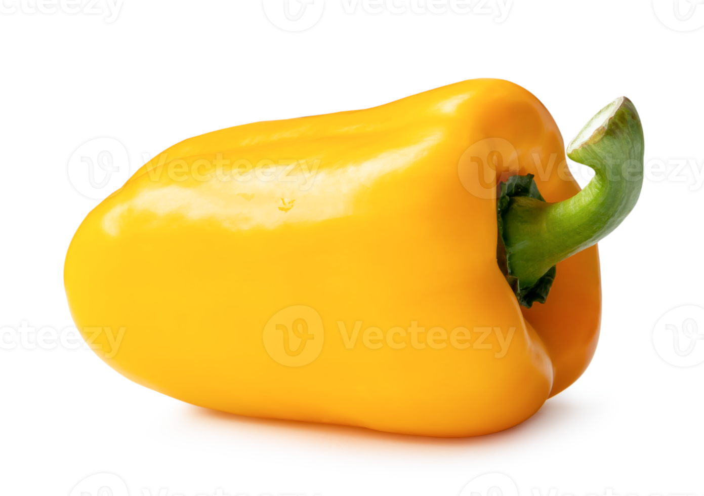 Fresh beautiful yellow bell or sweet pepper isolated with clipping path and shadow in png file format. Sweet paprika chili