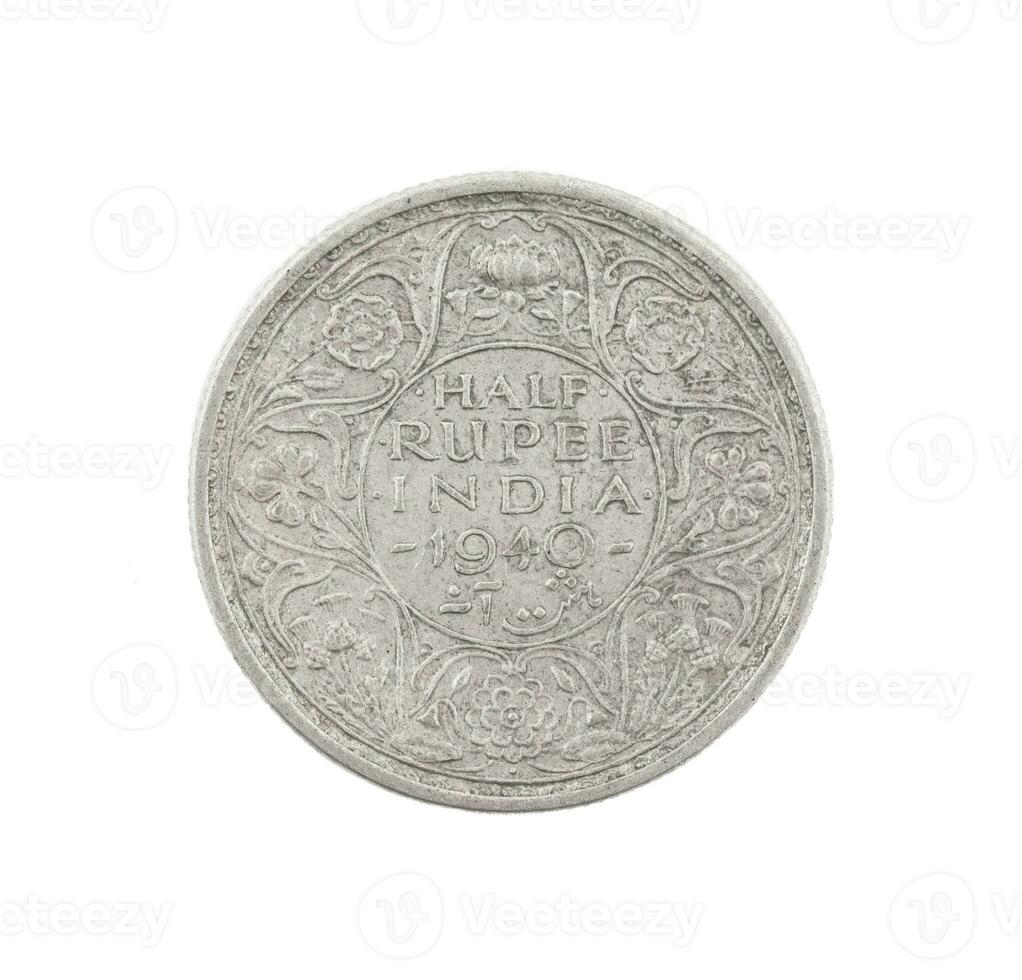 Indian old Coin or Indian Currency on White Background photo