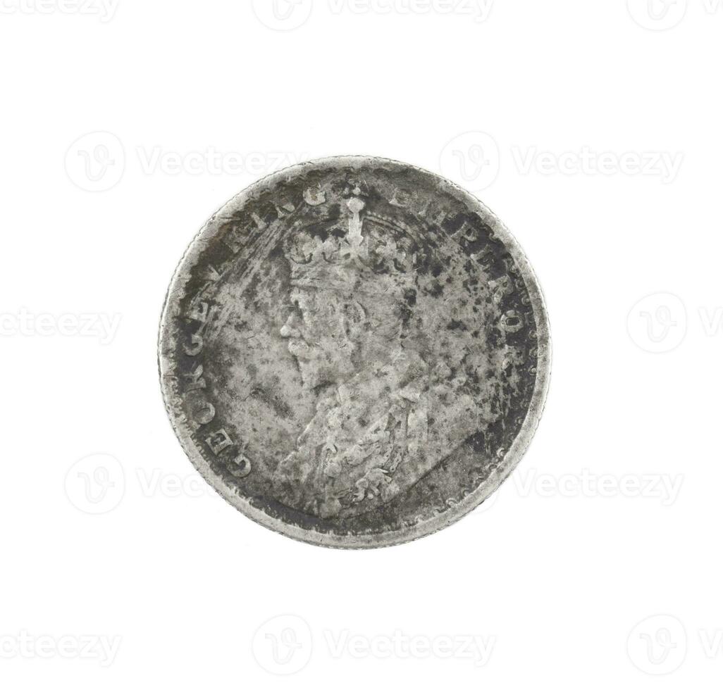 Indian old Coin or Indian Currency on White Background photo