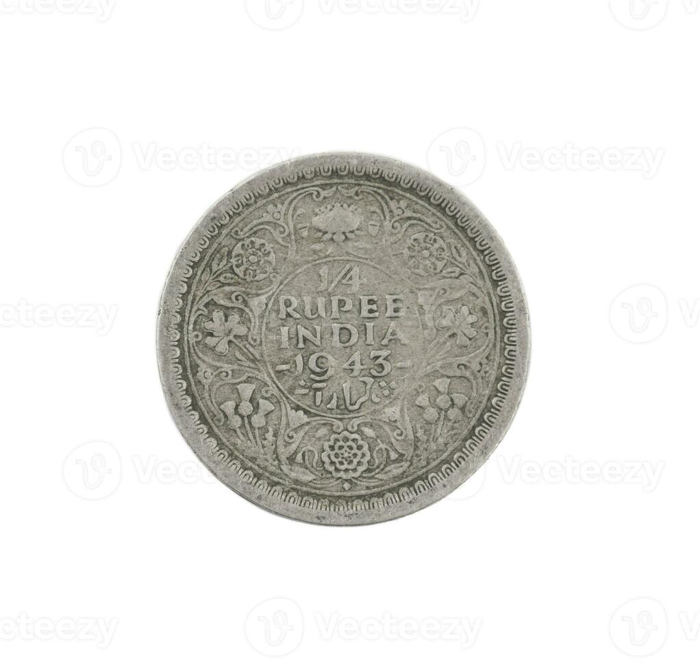 Indian old Coin or Indian Currency on White Background photo