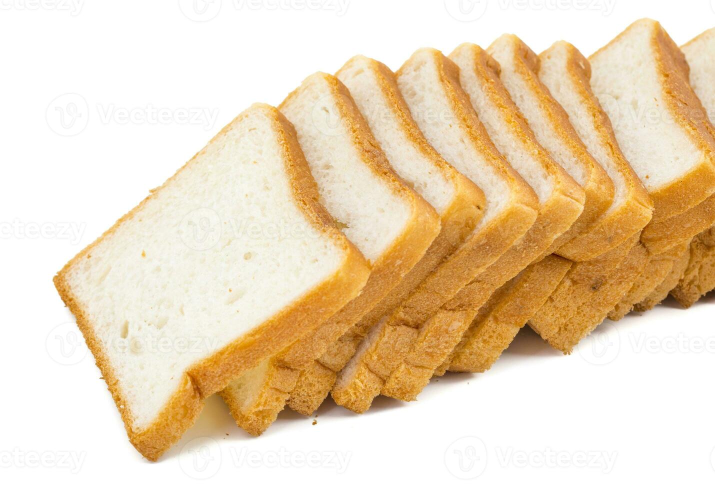 Heap of Sliced Bread on White Background photo
