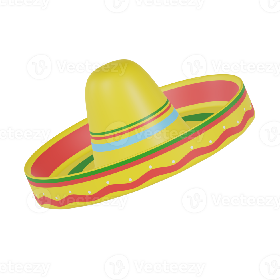 A yellow sombrero with a green rim and a yellow band around the top png