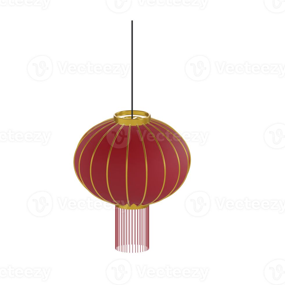 A traditional asian red and gold lantern hanging from the ceiling png