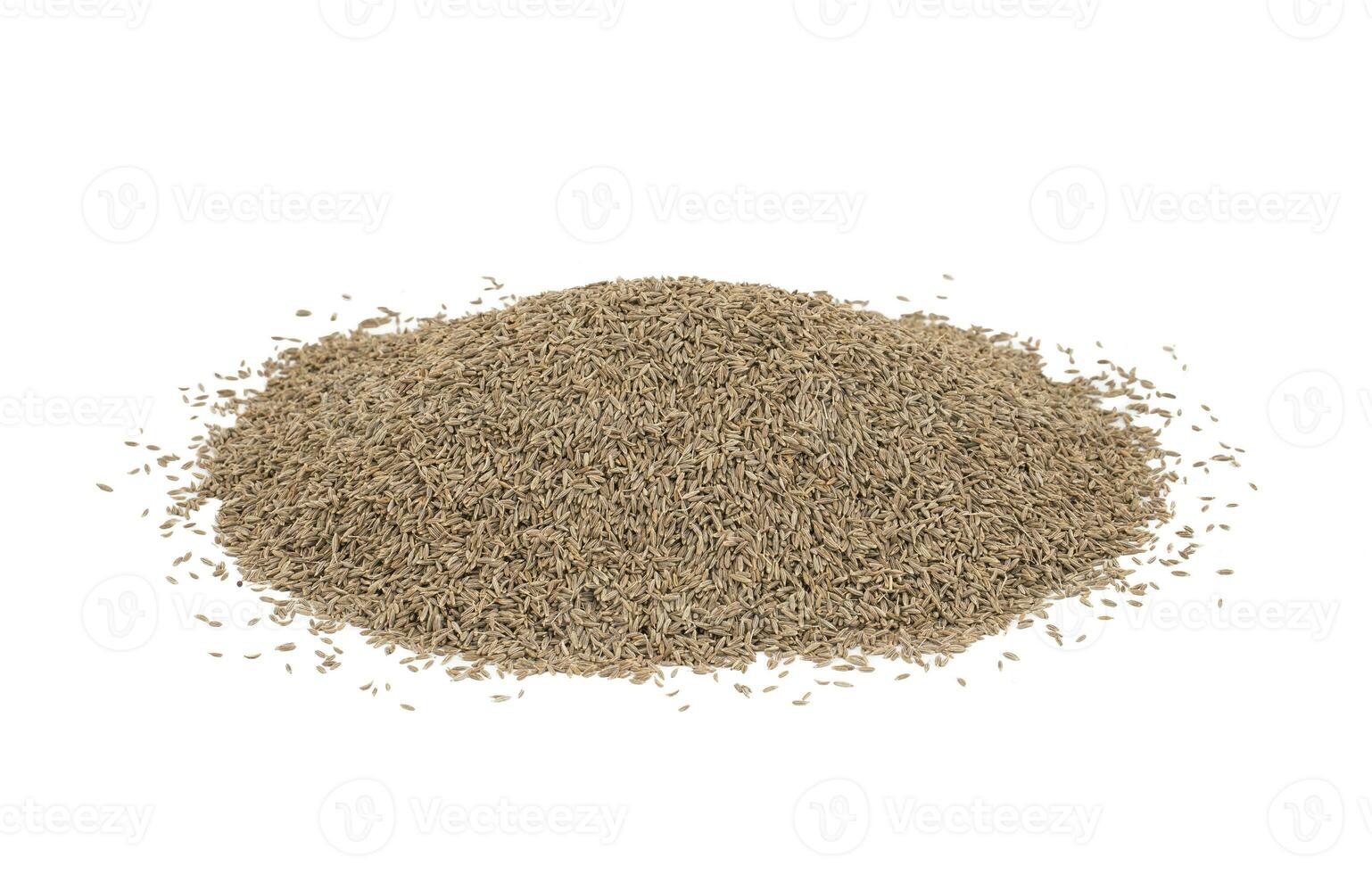 Pile of Dried Cumin Seeds on white Background photo