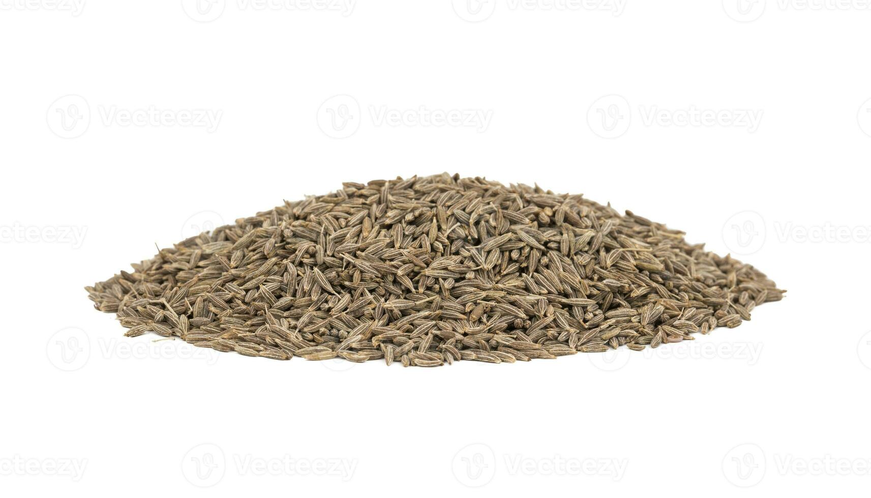 Pile of Dried Cumin Seeds on white Background photo