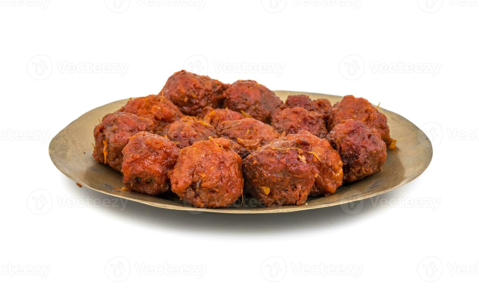 Indian Cuisine Vegetable Manchurian on White Background photo