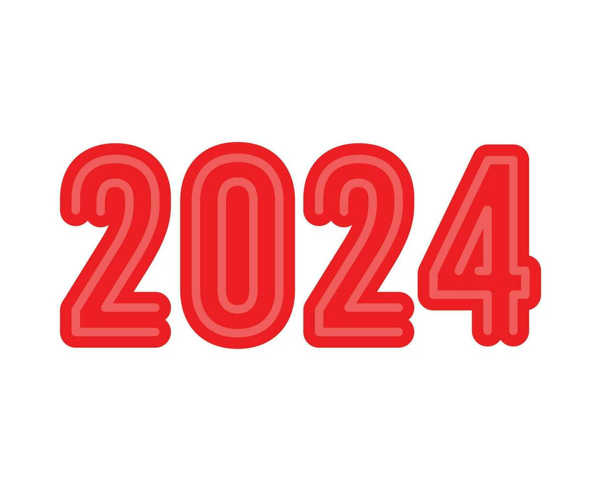 2024 contento nuevo año resumen rojo gráfico diseño vector logo símbolo ilustración